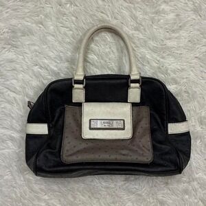 Rare Guess Y2K Chic Glam Ostrich Leather black and white luxury handbag